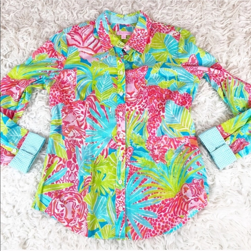 Lilly Pulitzer Joni Blouse Multi Meow 6